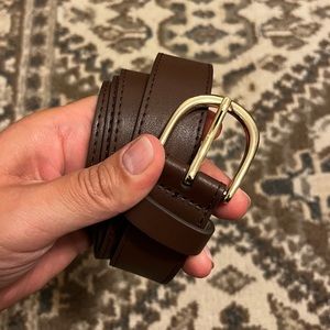 Brown Belt with Gold Buckle Closure